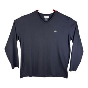 Lacoste Men's Long Sleeve Pima Cotton T-Shirt Size 7 XXL Black Chest Logo